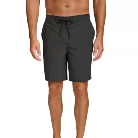 NEW Kirkland Signature Men's L Stretch Swim Shorts Black Quick-Drying Polyester