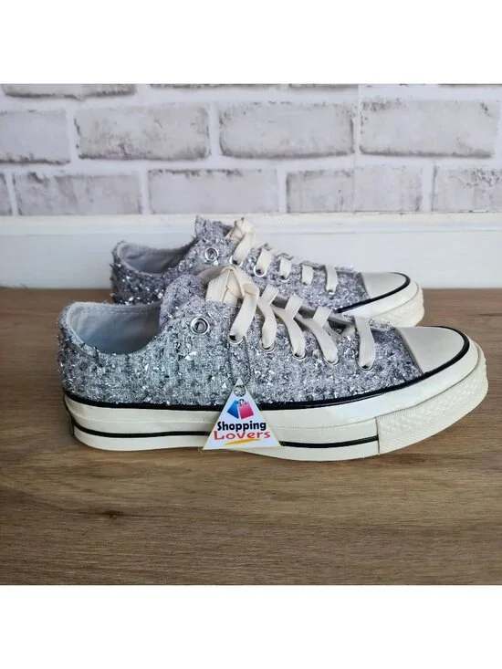 ⭐Converse Chuck 70 Metallic Tweed Low Sz 6.5 Men's Shoes Sneaker Silver A14443C