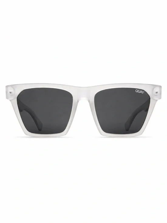 Quay Australia Alright Clear Frame Dark Gray Lens Sunglasses