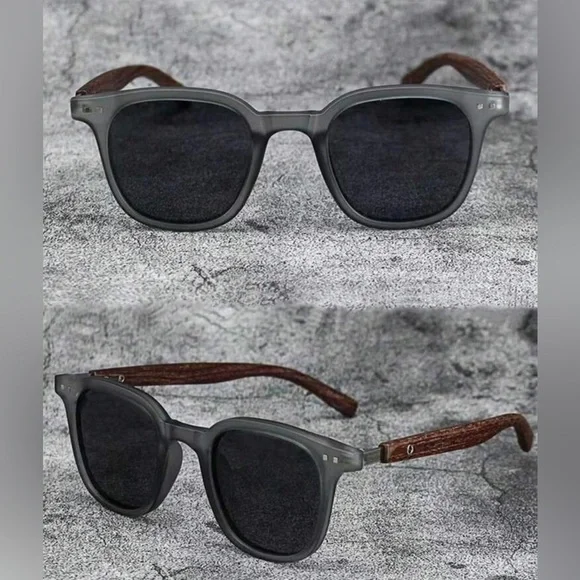 NEW Fashion Wood-grain Detail Sunglasses