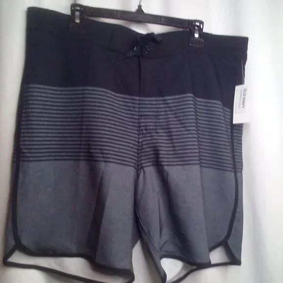 Old Navy Swim Trunks Shorts 40 Men UPF 40 Pocket Black Gray