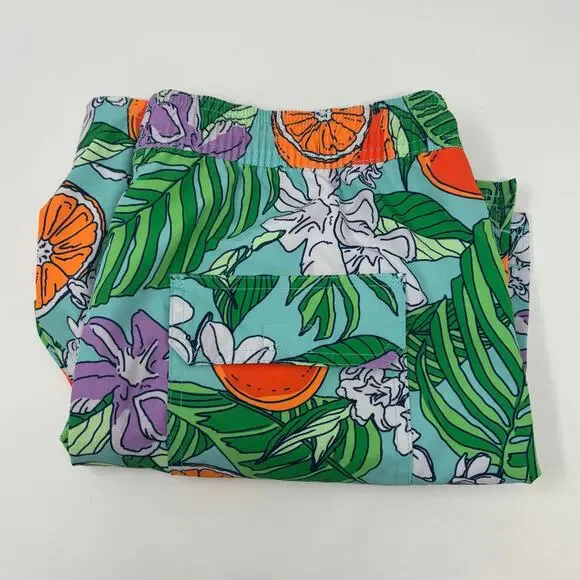 Vineyard Vines Mens Medium Multicolor Oranges Pattern Swimming Trunks