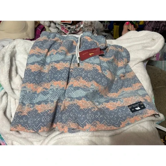 Southern Marsh Shoals SEAWASH Swim Trunks Mayan Watercolor Slate Coral 2XL NEW