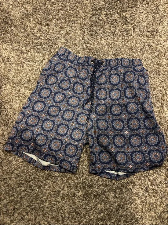 Men's Consequence Blue Geometric Print Swim Trunks