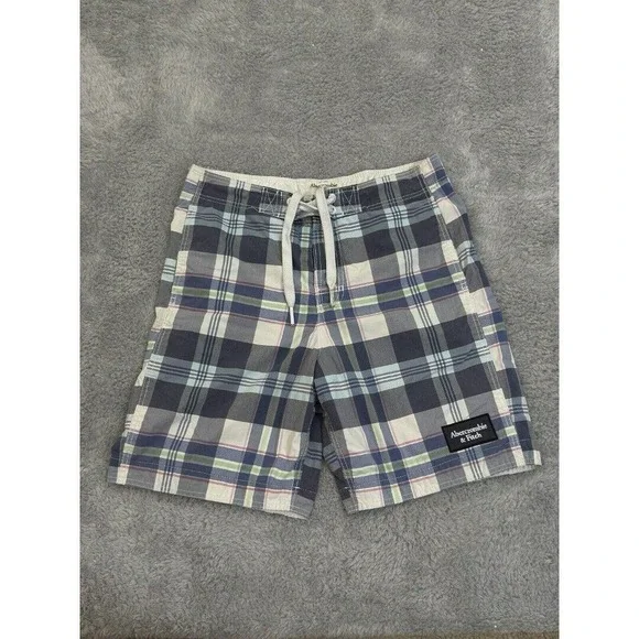 Abercrombie & Fitch Blue Plaid Board Shorts Swim Trunks Mens Medium