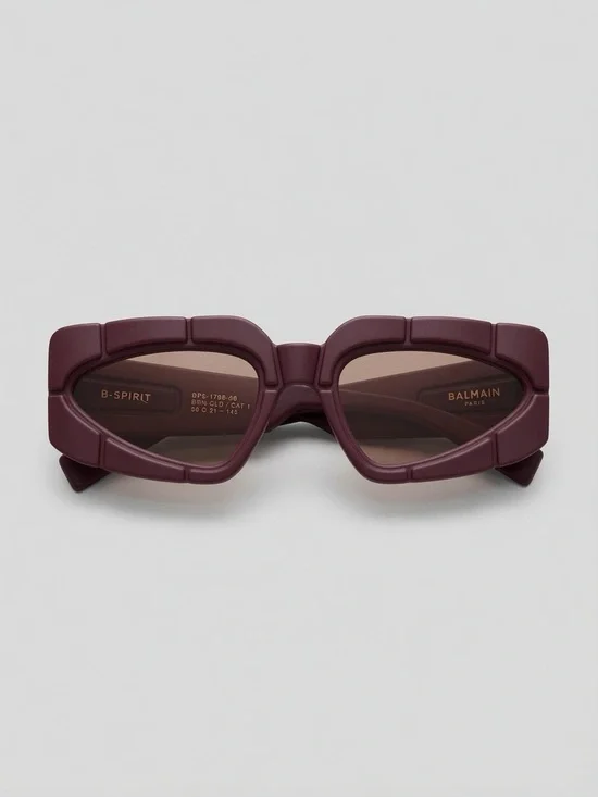 Balmain B-Spirit Sunglasses in Burgundy with Gold Details