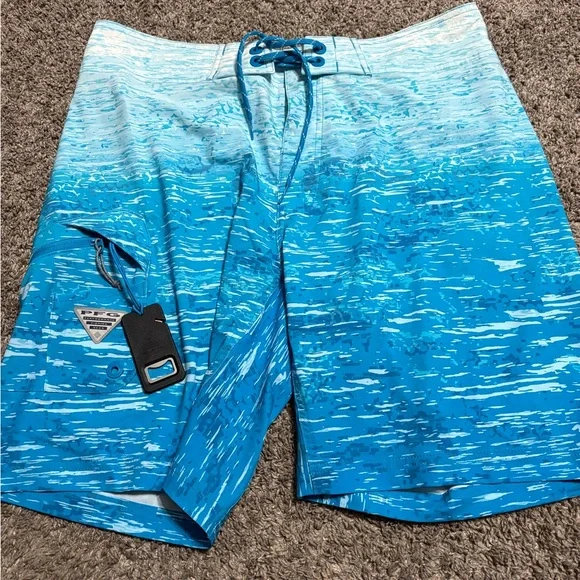 Columbia men's board shorts size 36 inseam 9“ ocean blue PFG Omni Shade swim NWT