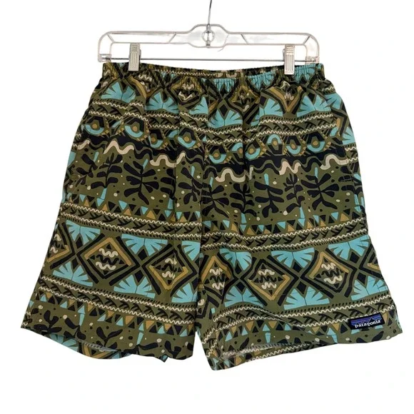 Patagonia‎ Baggies Swim Shorts Mens Medium Mushy Peaks Agave Green Tiki 58034