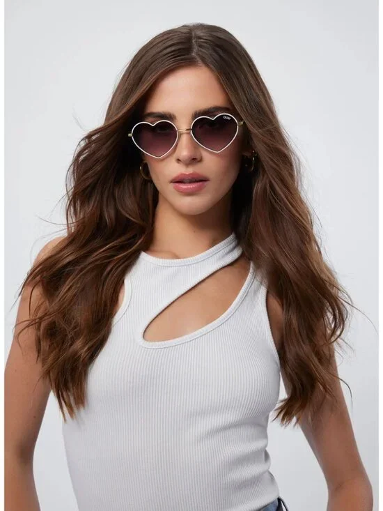 Quay Australia Heartbreaker Sunglasses White Frame / Brown Lens - NWT