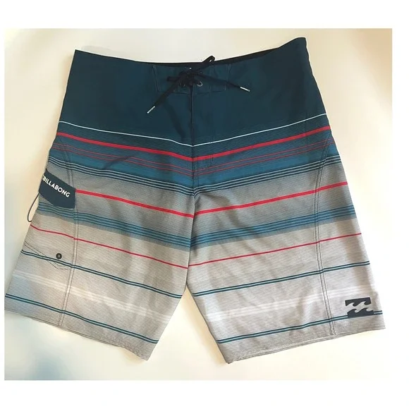 Billabong Men's 36 Board Shorts Navy Gray Stripe Platinum X Recycler Stretch