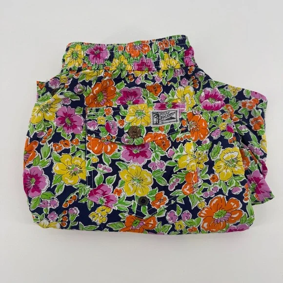 Polo‎ Ralph Lauren Mens Floral Swim Trunks Navy Blue Pink Orange Large