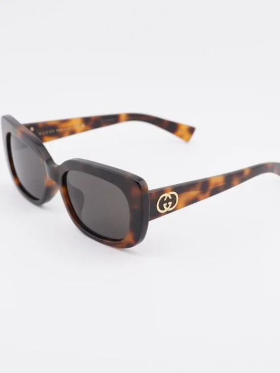 Gucci GG1979SK 002 Sunglasses Havana Rectangle Frame, Grey Lenses