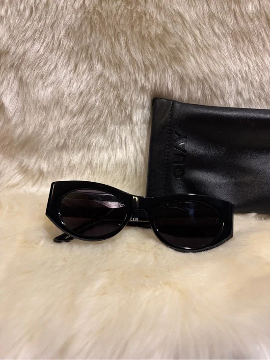 So What - Quay Australia Black Cat Eye Sunglasses with Dark Lenses