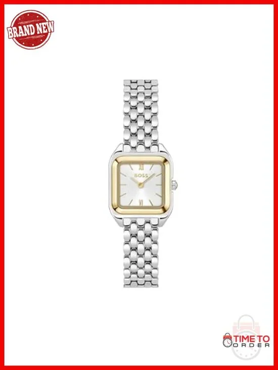 Stainless Steel Bracelet Watch with Roman Numerals, Quartz Movement, Water