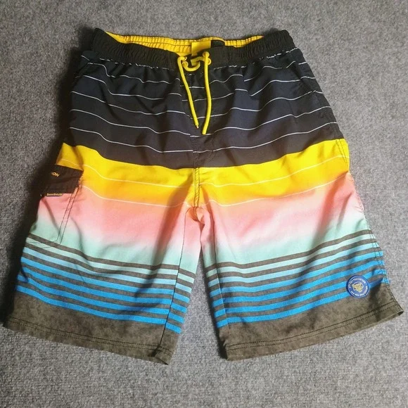 Banana Boat UPF 50+ Swim Trunks Board Shorts Mens XL Multicolor Striped Mesh