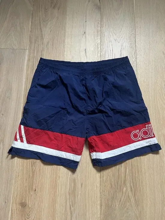 Vintage 90s ADIDAS Men's Red White Blue Mens Soccer Shorts L Retro Athleisure