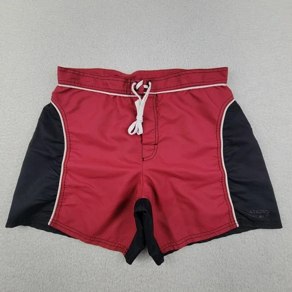 Grigio Sport‎ Swim Shorts Mens Large Red Black Board Trunks Made in Italy Mesh