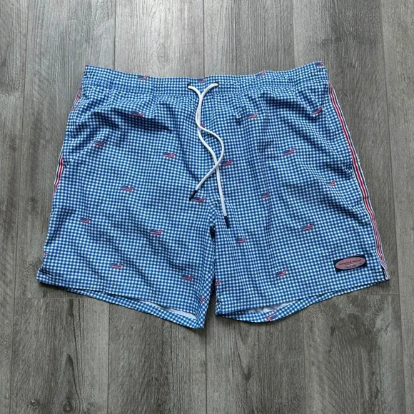 Vineyard Vines Blue chappy Whale USA Flag Swim Trunks Shorts XL