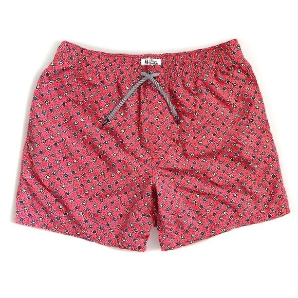 Reyn Spooner Retro Swim Trunks Men Large Red Floral Sun All Over Print Lined