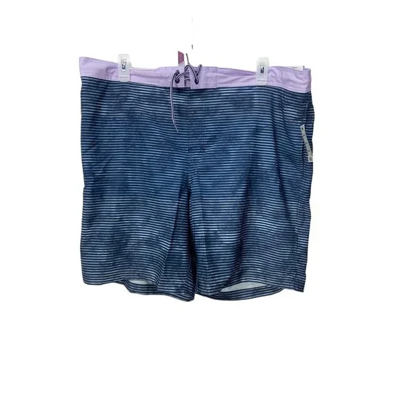 George Eboard Shorts Stretch Quick Dry UPF 50 Blue Stripe Purple Waistband Draws