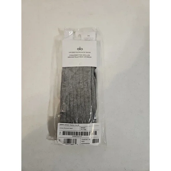 alo Unisex Scrunch Socks Gray Ribbed Size‎ M Women's 8-11.5 Men's 6.5-10 (1566