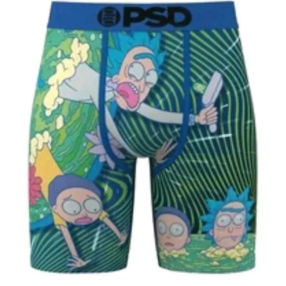 PSD Men's R&M Portal‎ Haze Boxer Briefs - Breathable and Supportive Underwear LG