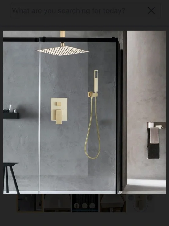 Brushed Gold Wall-Mount Shower Set with Handheld Spray and Celling Shower Head