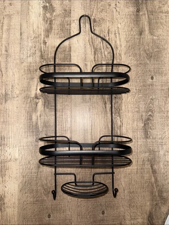 Black Metal Shower Caddy Organizer - 3-Tier Hanging Bath Shelf