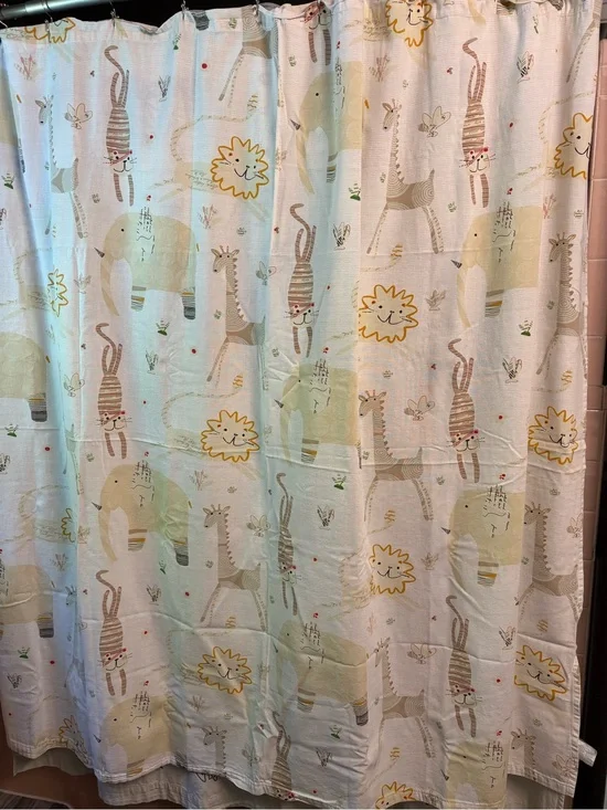Cute Safari Animal Crackers Shower Curtain with coordinating hooks, 3 figurines