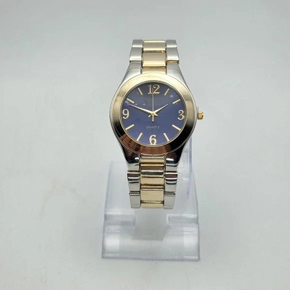 New! CHICO'S Watch Navy Blue Dial Gold Silver Tone Band New With Tags FREE‎ $HIP