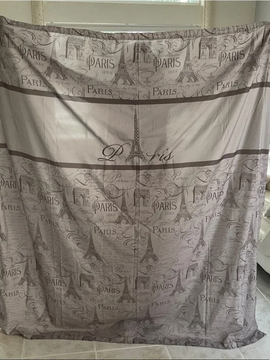 Paris Eiffel Tower Shower Curtain - Taupe/Beige