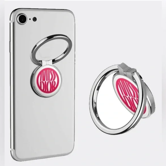 Dior Round Phone Ring Holder in Pink and Silver NWB