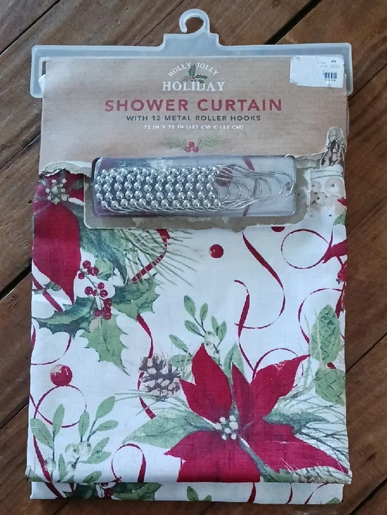 Holiday Poinsettia Shower Curtain 72