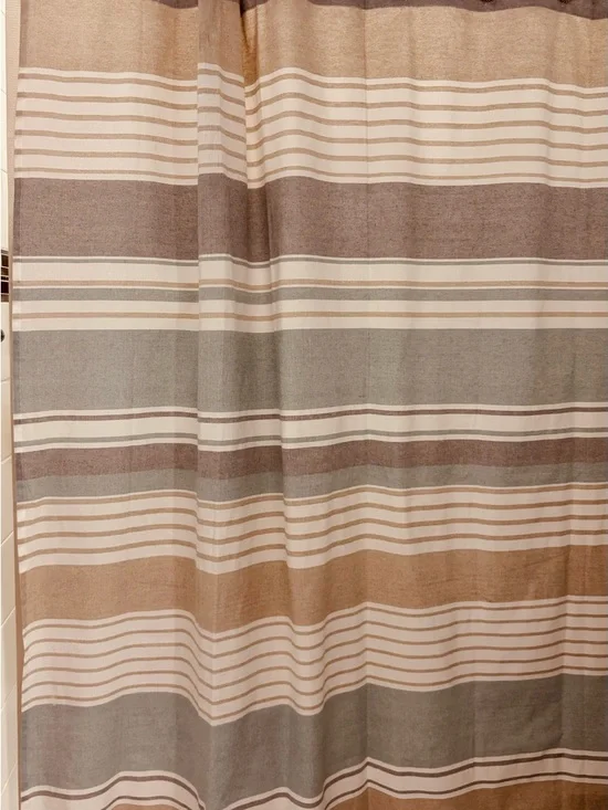 Striped Shower Curtain in Neutral Tones