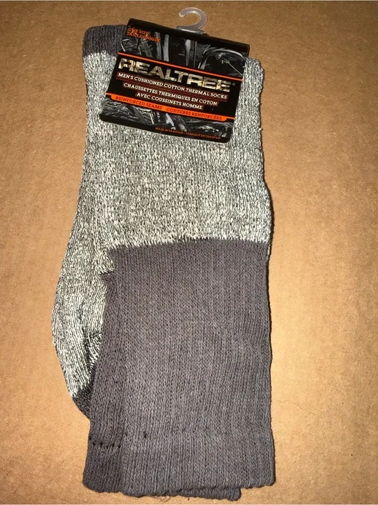 Realtree Men's Cushioned Thermal Crew Socks - Gray