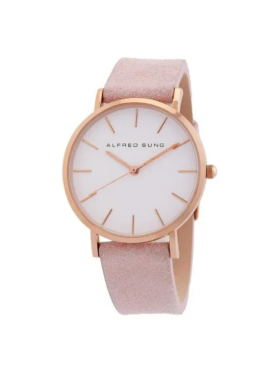 NWT Alfred Sung Ultra Slim Quartz White Dial Watch