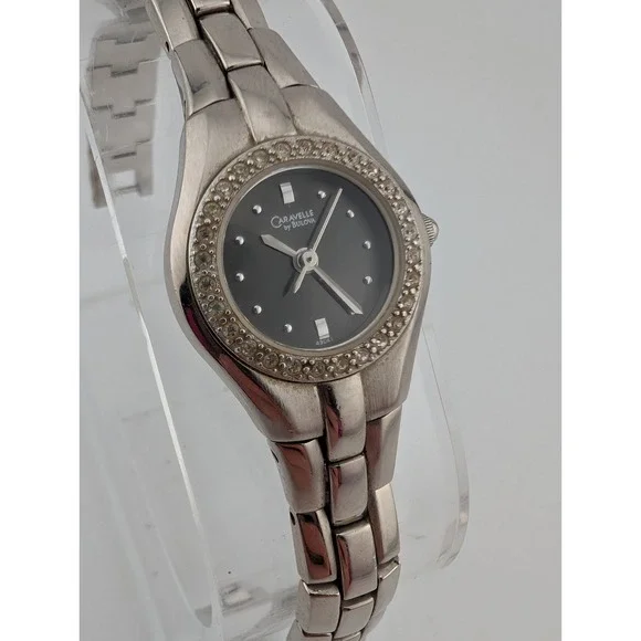 Caravelle Bulova Watch 21mm Crystal Black Dial 6.25
