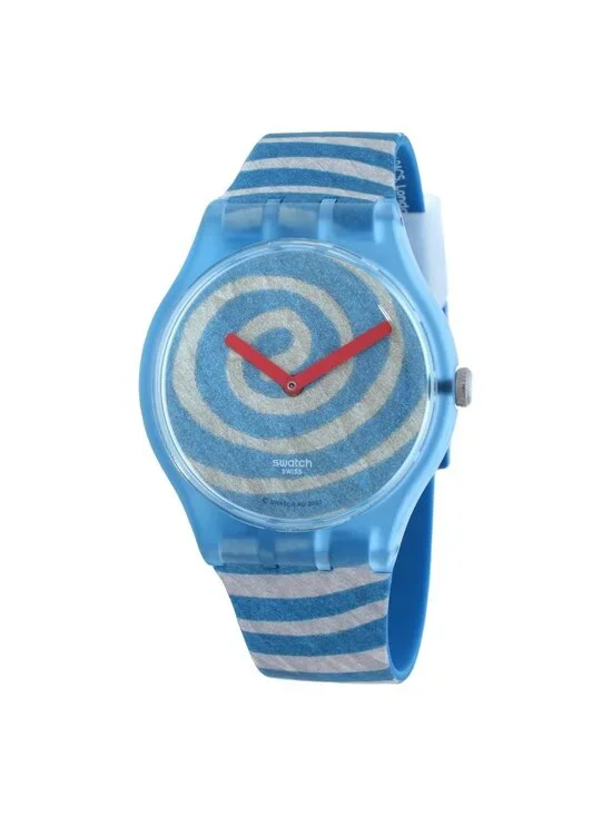 NWT Swatch Bourgeois's Spirals Quartz Blue Dial Watch