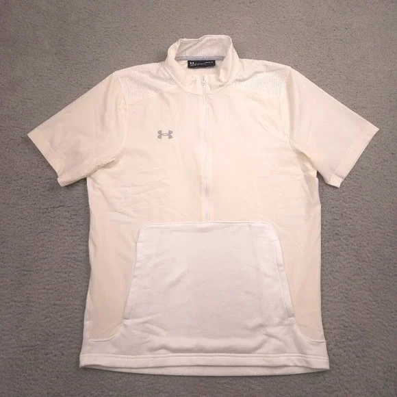 Under Armour 1370375 Men's 2-Tone Half Zip Training Shirt White Cream M