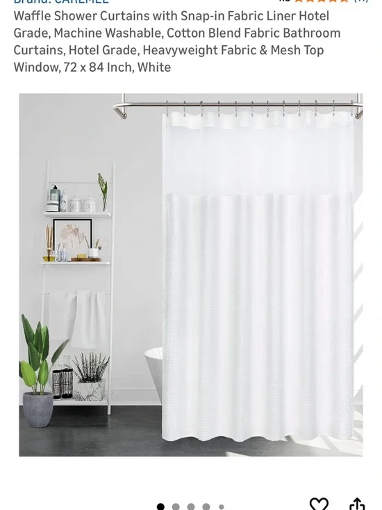 White Waffle Shower Curtain - Hotel-Style Cotton Blend