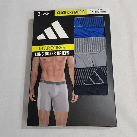 Adidas Mens Size Small 3 Pack Microfiber Long Boxer Brief 9