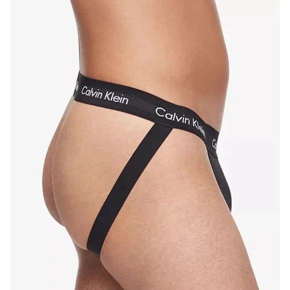 Calvin Klein 2 PACK Jock Straps Black Cotton Stretch Mens Large‎ NIB
