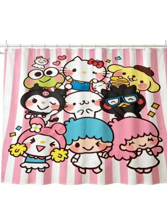 Cartoon Characters Shower Curtain with 12 Hooks 59