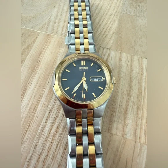 Citizen eco-drive ladies blue dial two toned solar power dress watch