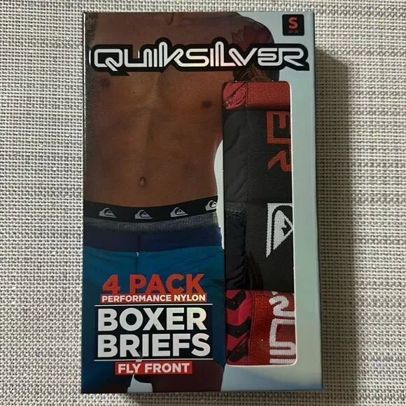 Quicksilver Multi S Multi Performance Nylon Fly Front Boxer Briefs Pack of 4