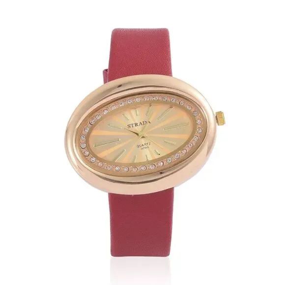 STRADA Austrian Crystal Watch Red Band