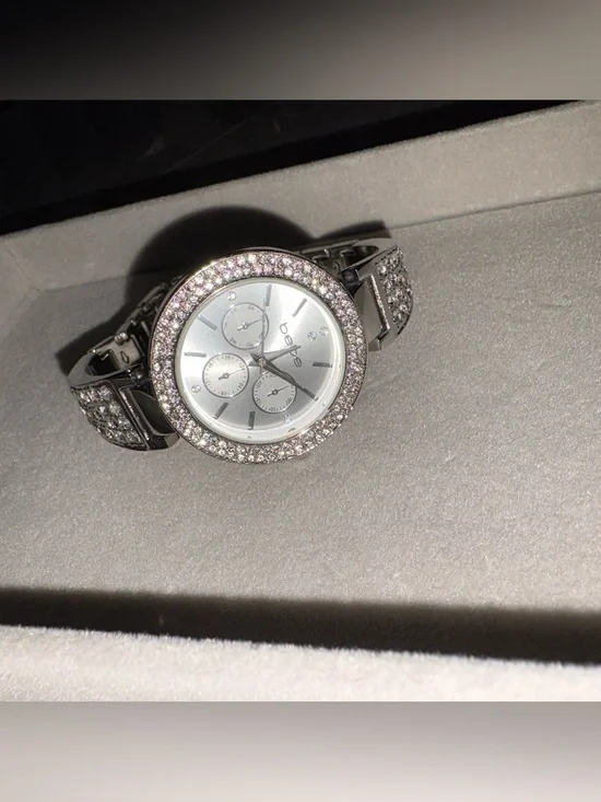 bebe Silver Crystal Accent Women's Watch