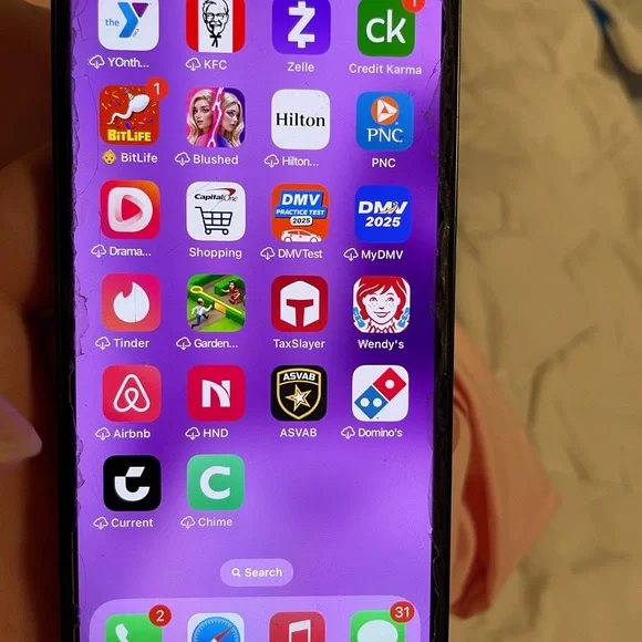 Black Smartphone with Purple Display