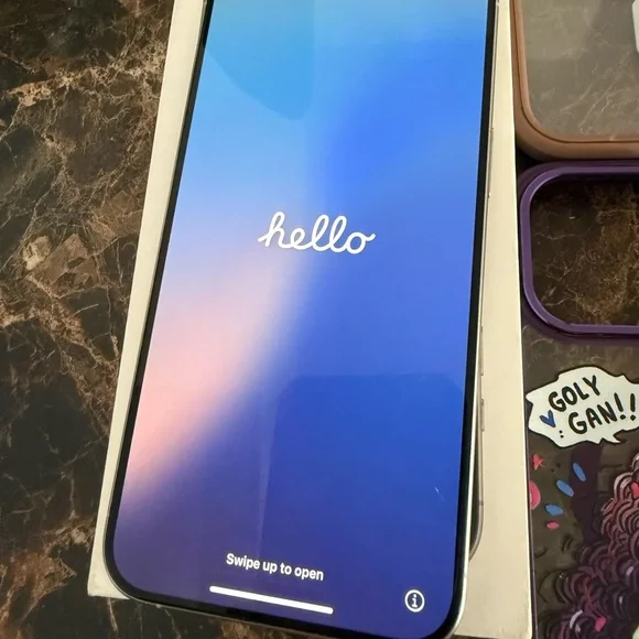 Apple Smartphone with Black and Blue Display