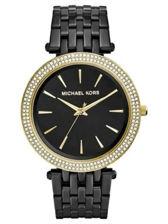 Michael Kors MK-3322 Black & Gold Crystal Bezel Stainless Steel Watch